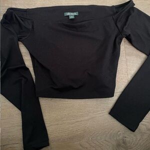 Wild Fable Black Off-Shoulder Crop Top